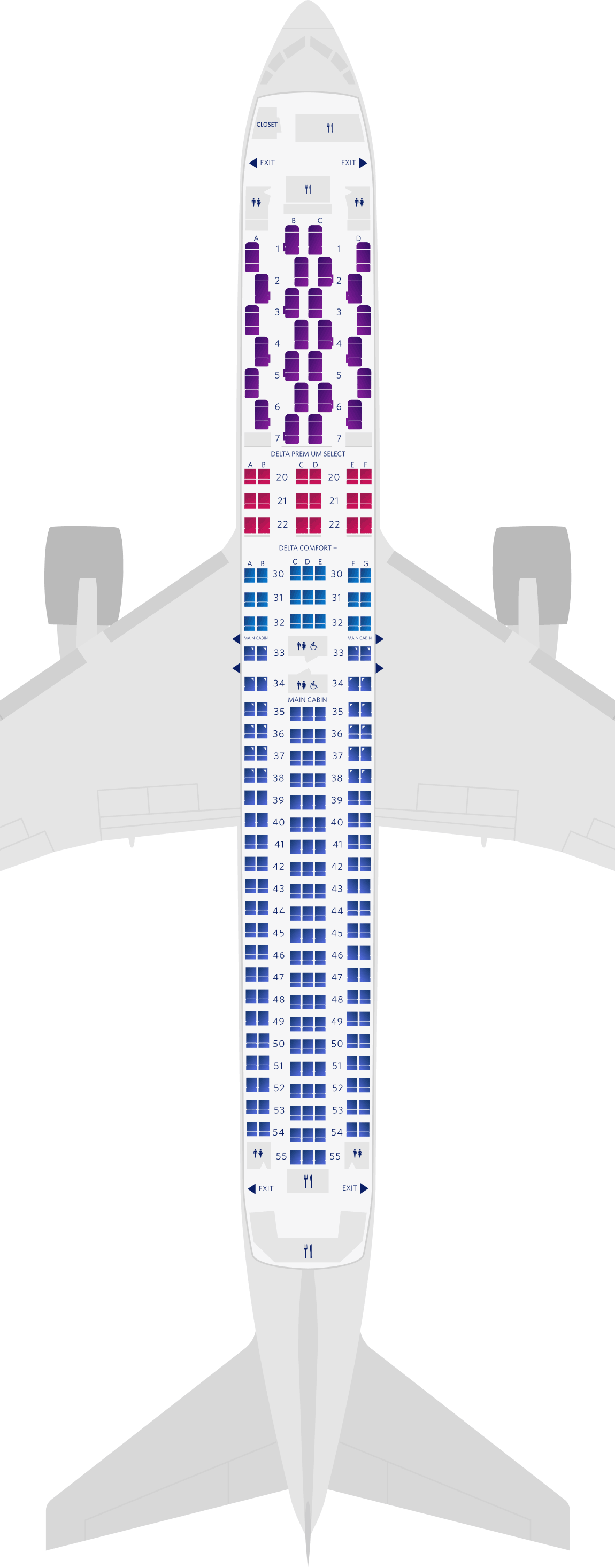 Boeing 767-300ER (76K) Seat Map