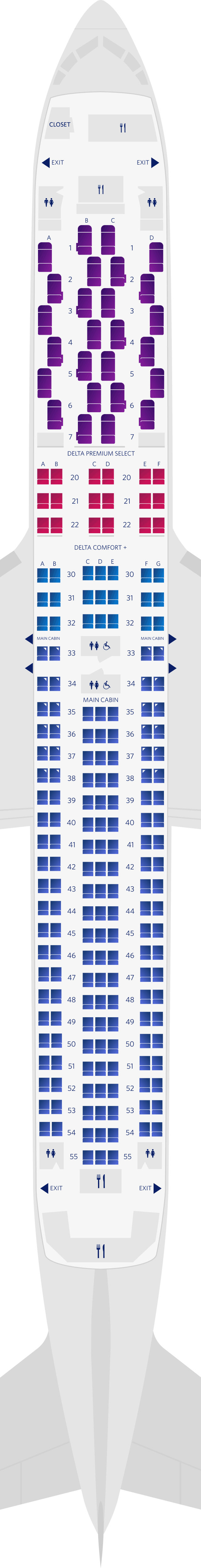 Configuration des sièges du Boeing 767-300ER (76K)