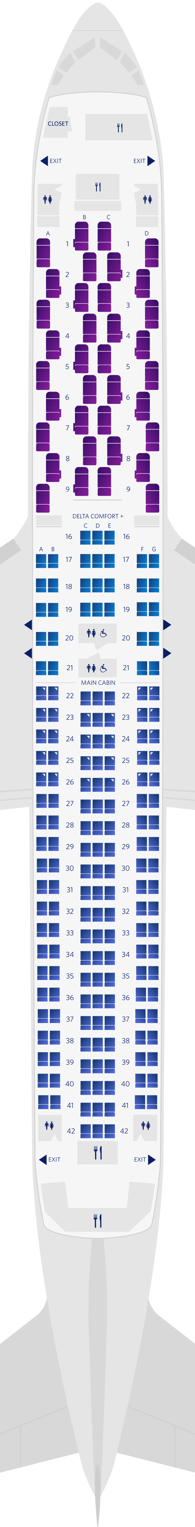 Mappa dei posti a sedere del Boeing 767-300ER (76L)