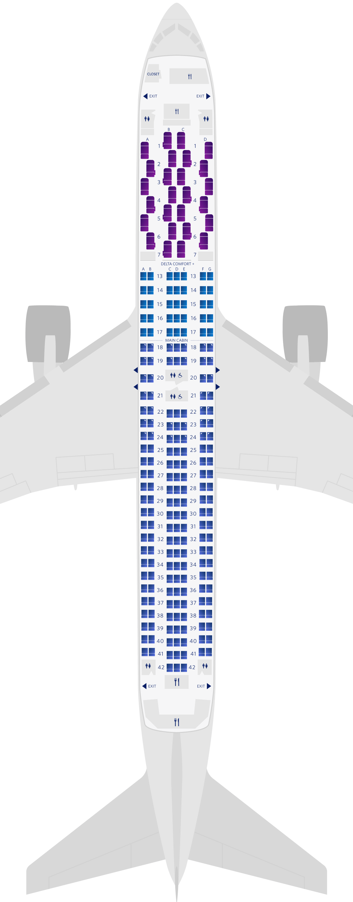Mapa de asientos del Boeing 767-300ER (76Z)