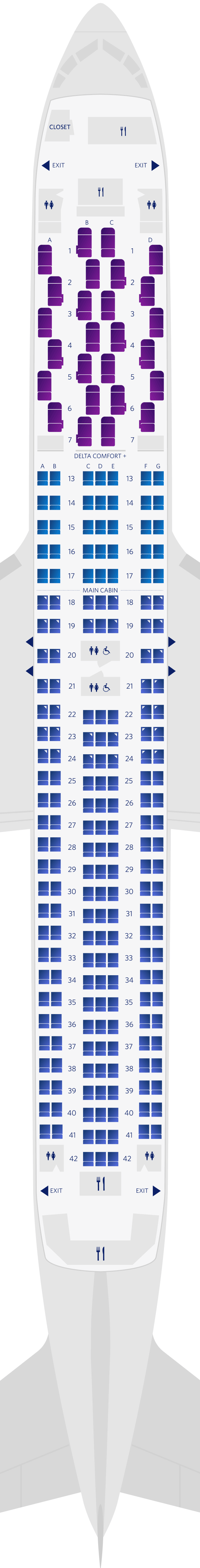 Mapa de asientos del Boeing 767-300ER (76Z)
