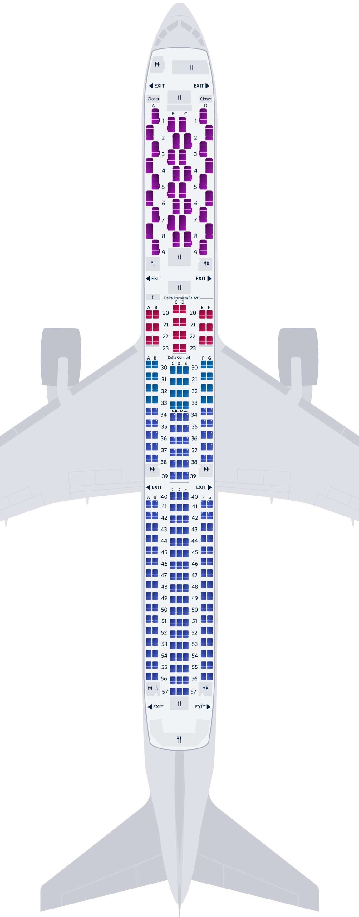ボーイング767-400ER型機(764)シートマップ