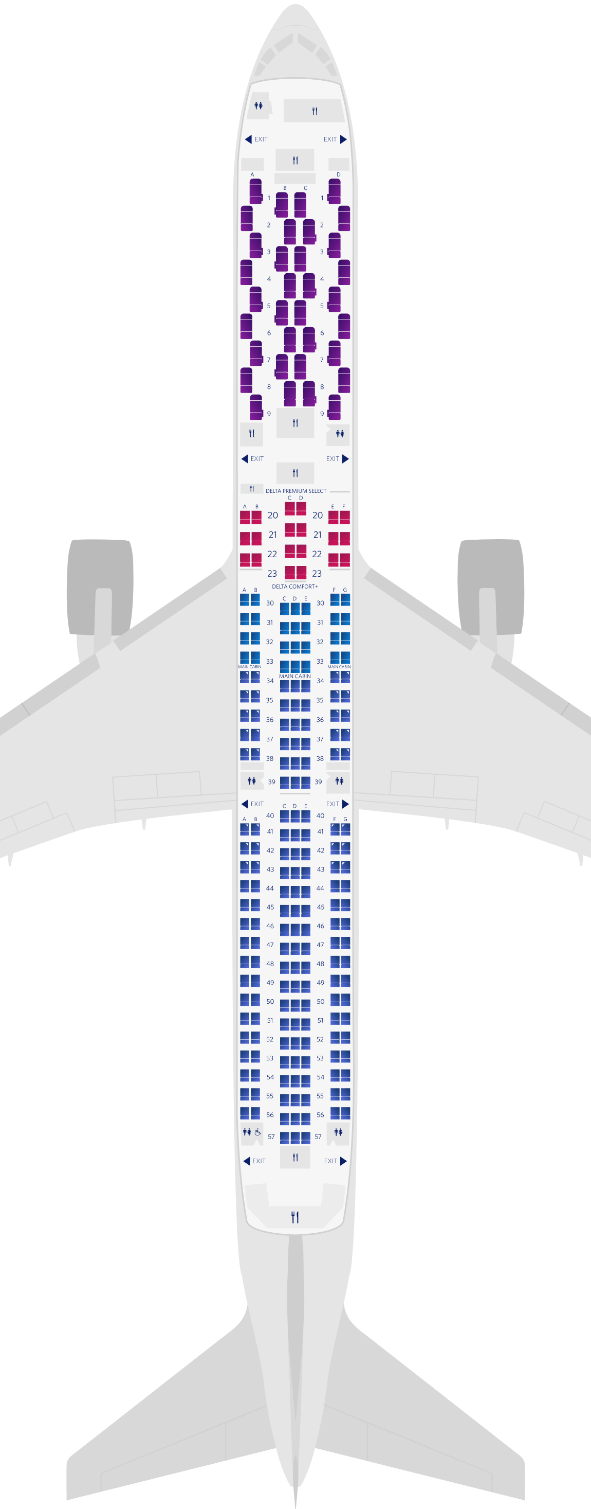 Boeing 767-400ER (764): mappa dei posti