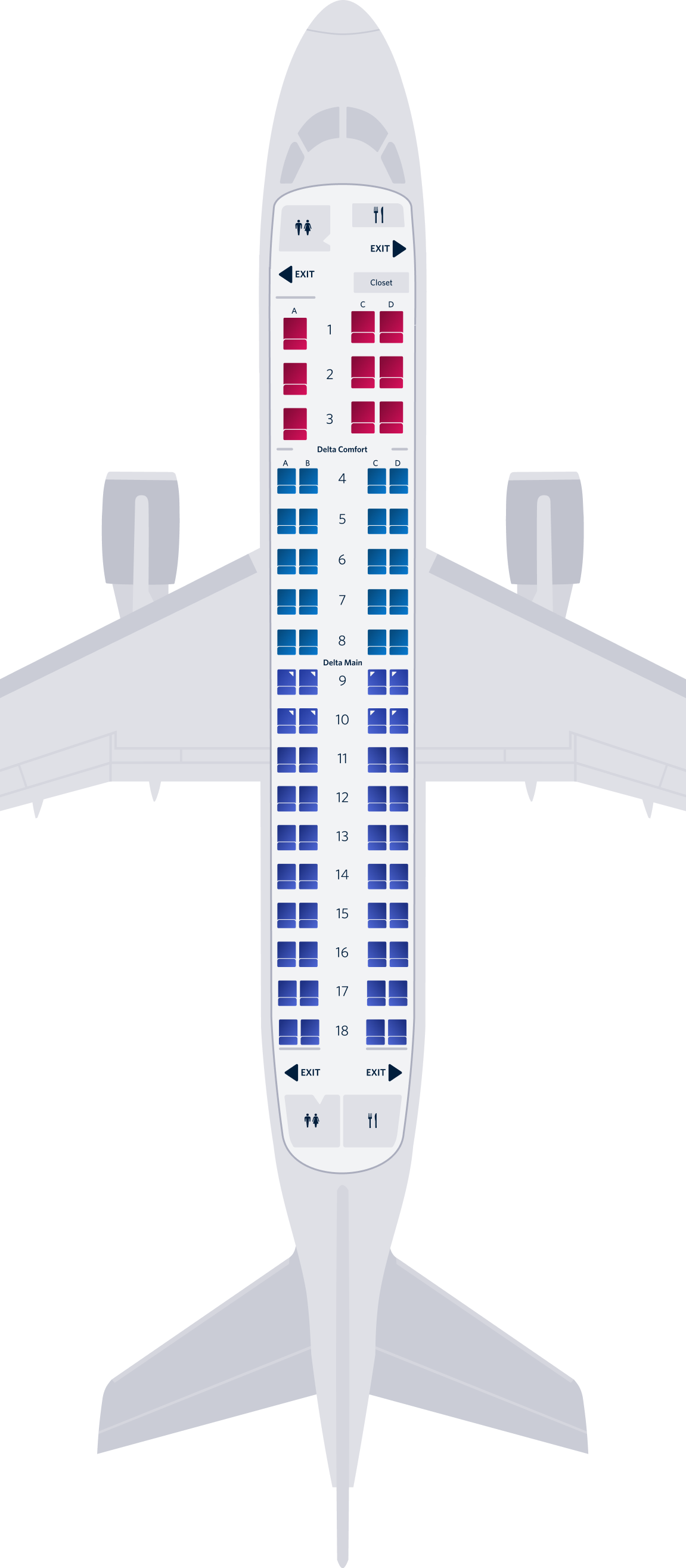 エンブラエルE170型機 シートマップ