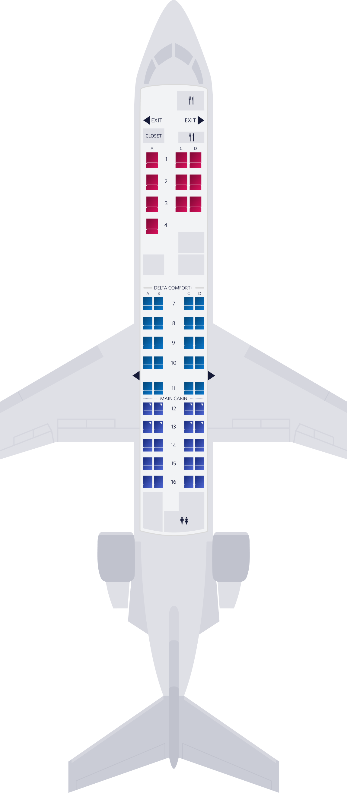 Bombardier CRJ-550 (50) seat map