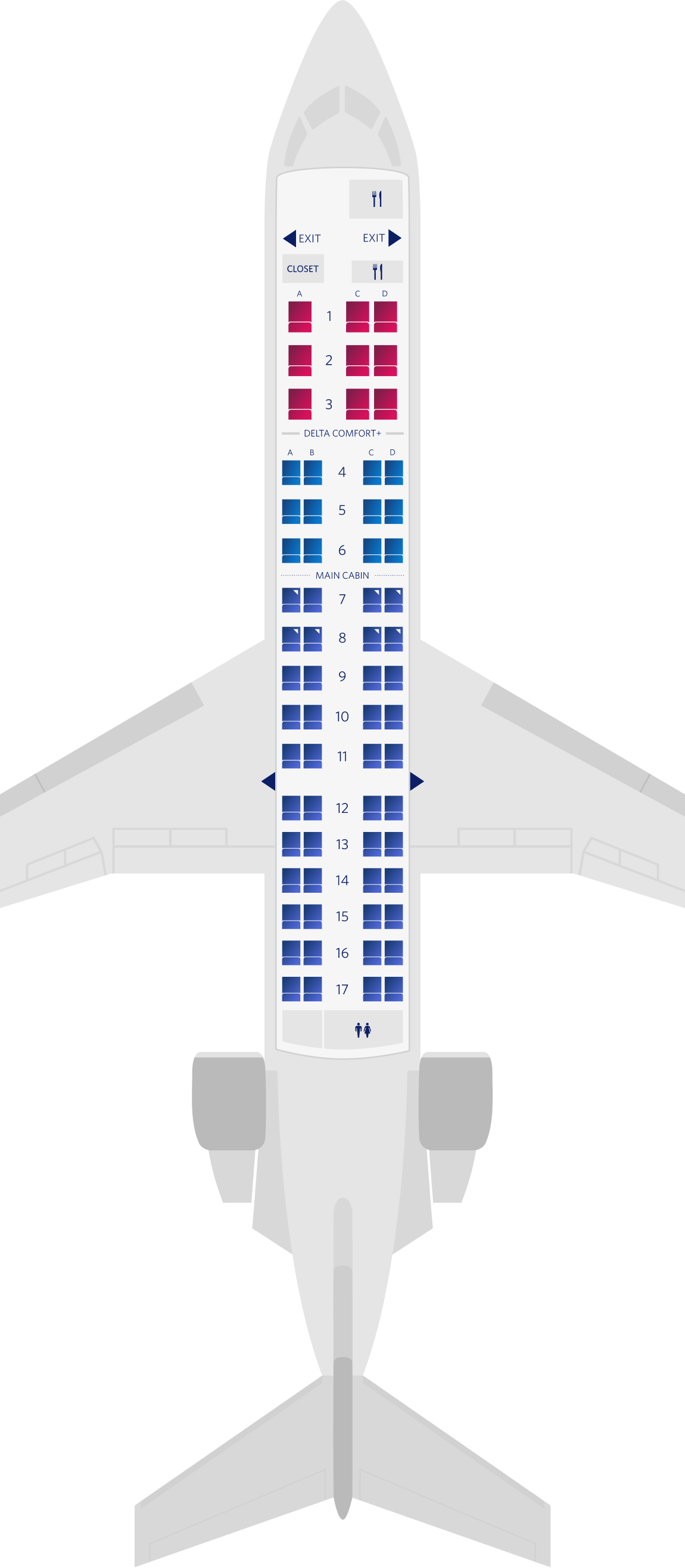 Mapa de (65) asientos de Bombardier CRJ-700