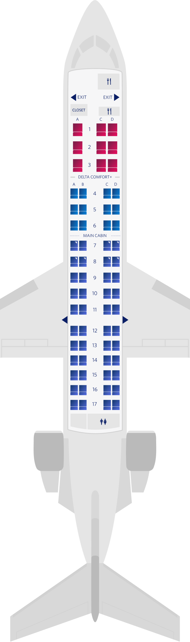 Bombardier CRJ-700 (65) seat map