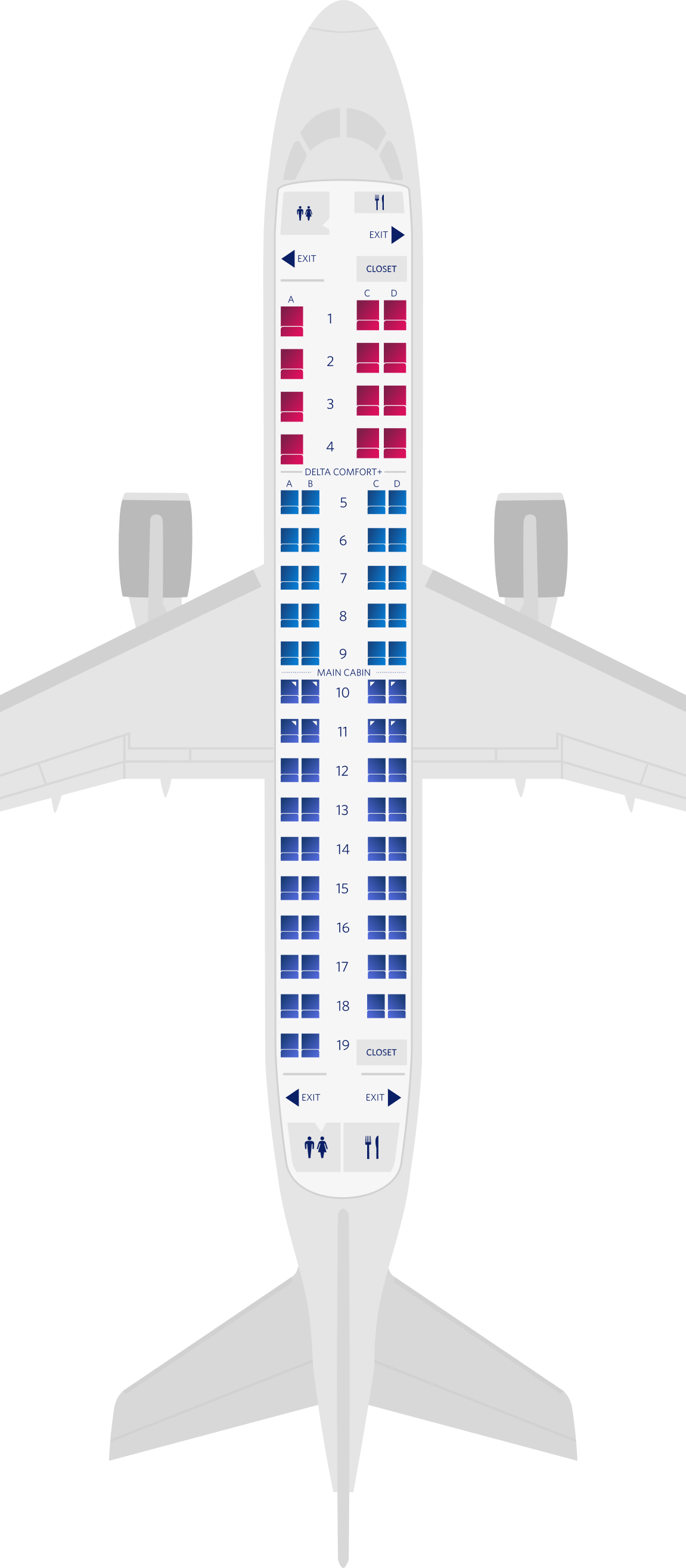 Embraer ERJ-175 (70) seat map