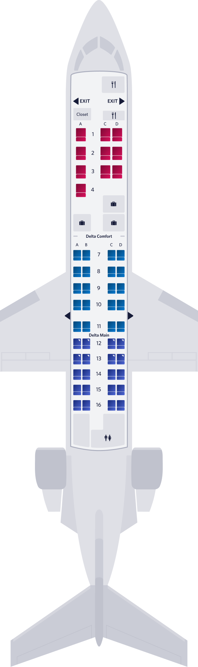 ボンバルディアCRJ-550型機(50席)シートマップ