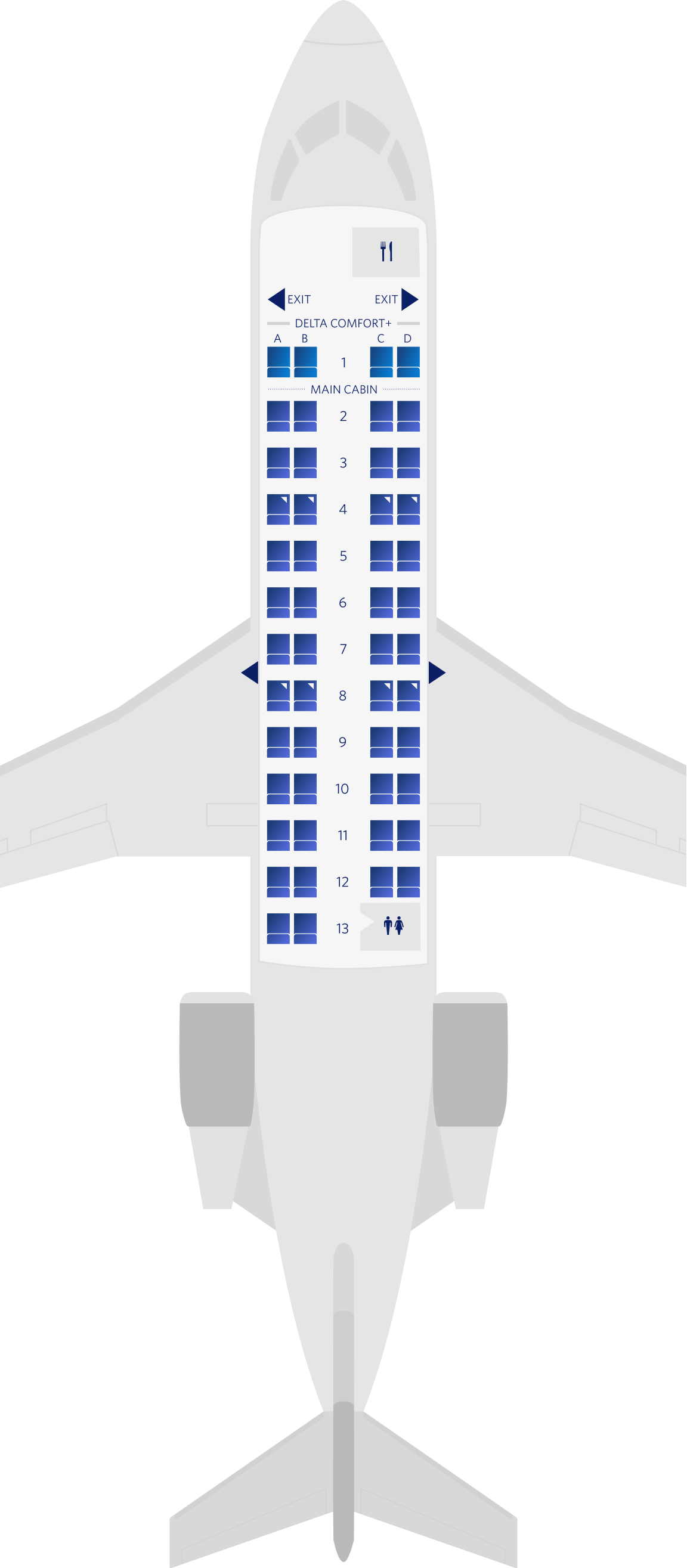 Configuration des sièges du Bombardier CRJ-200 