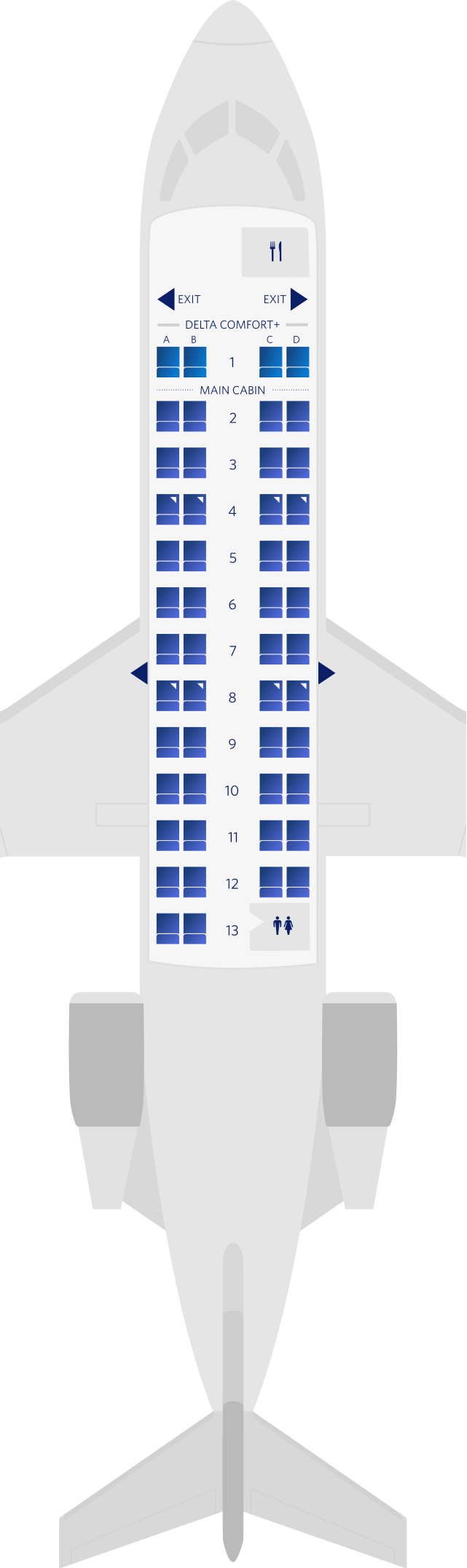 Configuration des sièges du Bombardier CRJ-200 