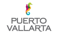 Puerto Vallarta logo with colorful Sea hourse logo