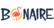 Bonaire Logo with Flamingo in flight with 'Once a Visitor Always a Friend' in orange lettering.