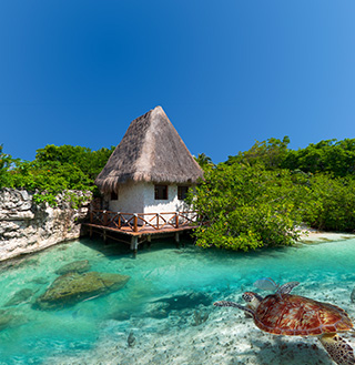 Beach hut in Riviera Maya.