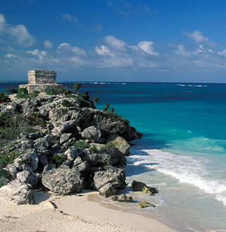 Rocky beach in Riviera Maya.