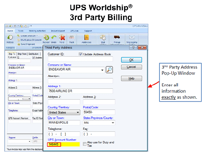 UPS Worldship popup window